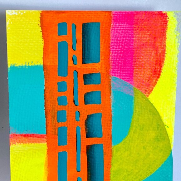 Intersectionality7 Original Acrylic Painting 8x10in Mat Frame Ready Squeegee Art - Picture 5 of 8